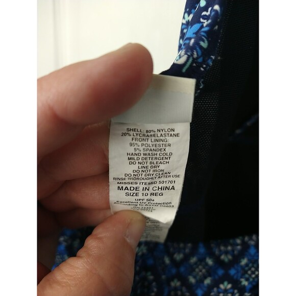 L.L. Bean Woman 10 Swim Tankini Halter Sun Protection Scrunched Side Medallion - Picture 7 of 9